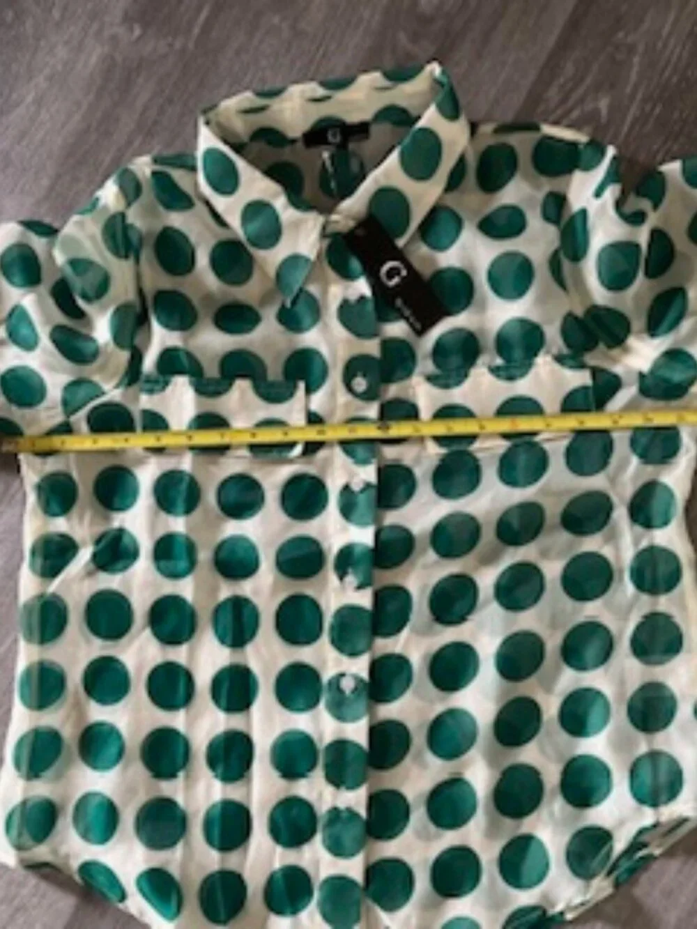 NWT G by Gracia Green Sheer Polka Dot Puff Sleeve Top Women's XL - Picture 8 of 13